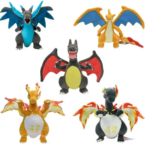 Cute Shiny Black Mega Charizard XY Plush Toy Pixie Style Stuffed Animal Kids Birthday Gift Anime Collection Decor