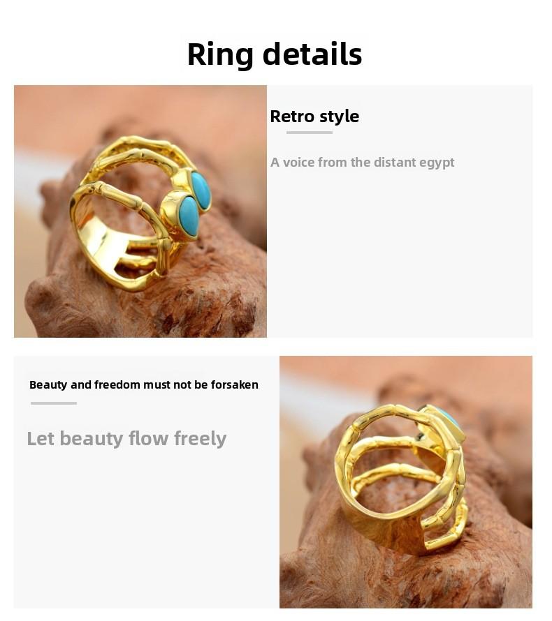 Designer Turquoise Cocktail Ring Size 7 – Fashionable Light Luxury Natural Stone Jewelry – Perfect Gift for Girlfriend & Mom