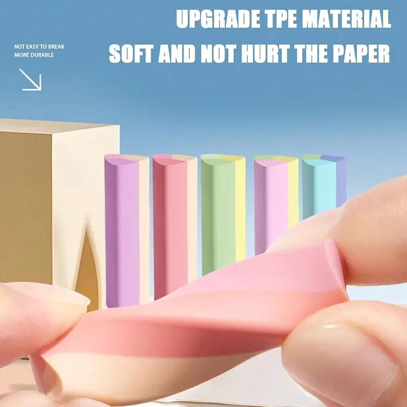 Triangle Erasers Set, Student Professional Smooth Clean Line Eraser, Ideal for Drawing, Sketching, Art Supplies, Perfect for Back to School