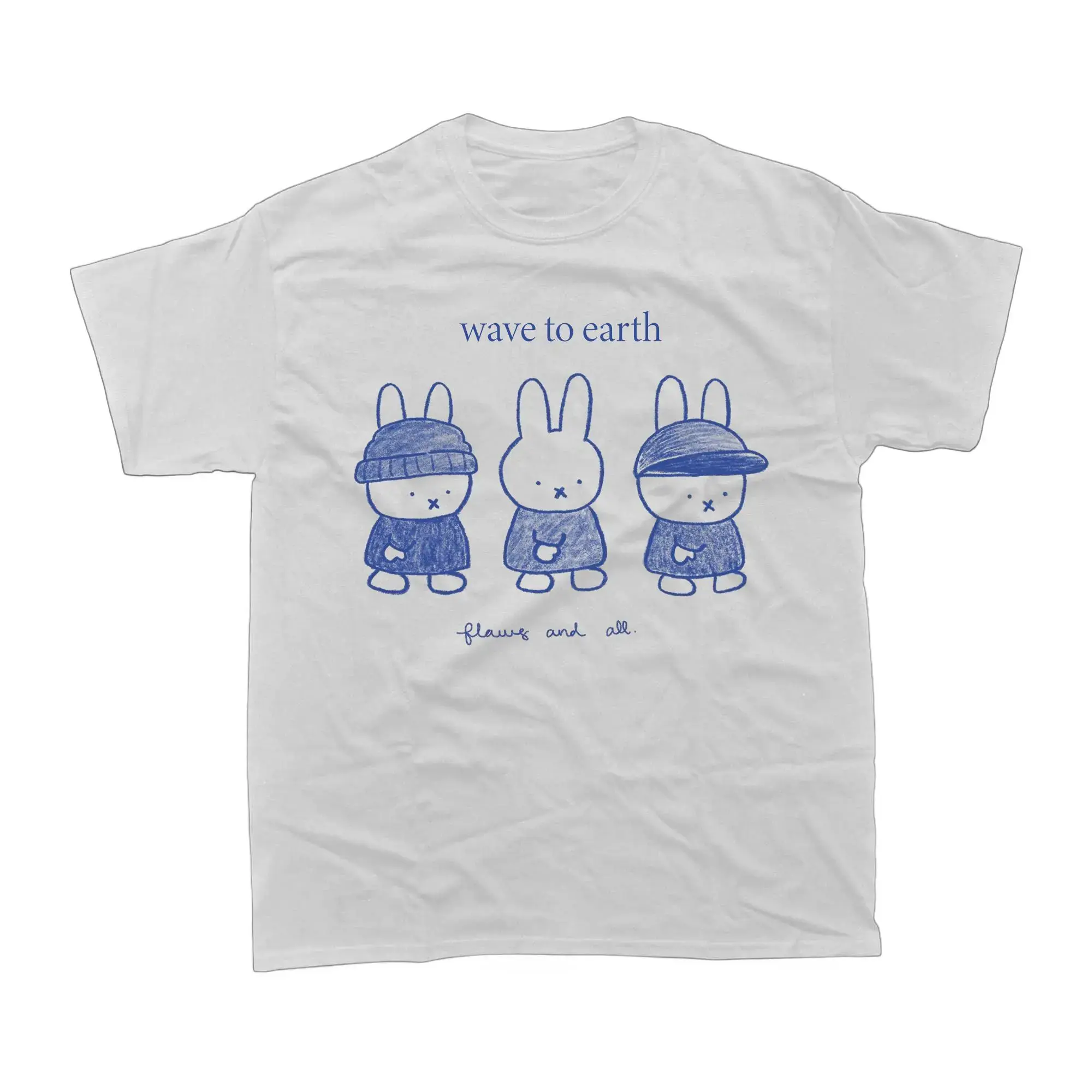 Women's Wave To Earth Miffy Graphic T-Shirt, Cute Soft Fitted Tops, Unisex Party Women's Clothes, All Seasons, Fashion, Casual, Tshirt, Machine Washable, Round Neck, Lady, Normal Type, Preppy