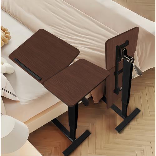 Bedside Table,Folding Overbed Bedside Desk Mobile Rolling Laptop Stand Tilting Overbed Table with Wheels Height Adjustable Tray Table for Laptop Bed Sofa Side Table (WALNUT),Gift for Mother's day