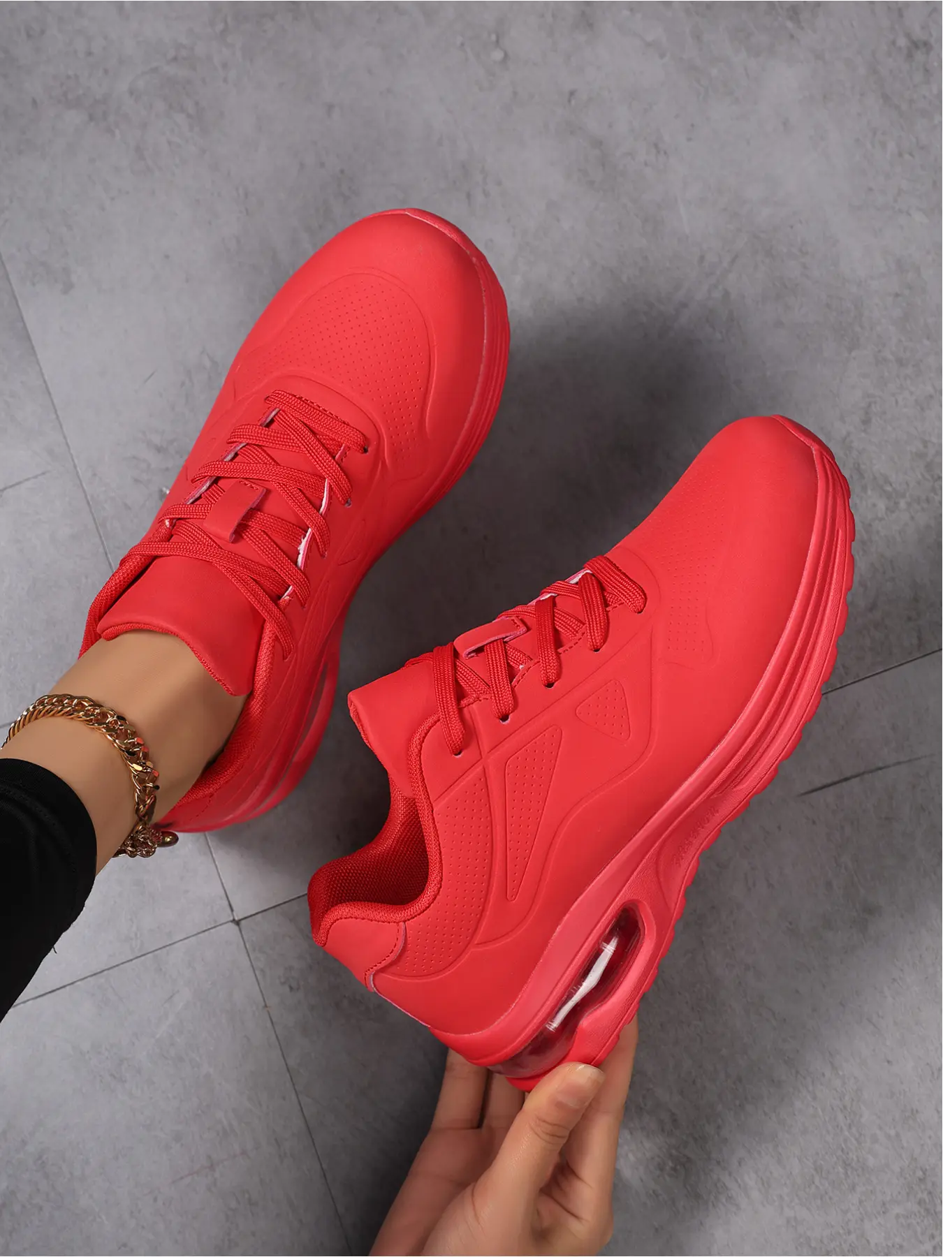 Women's Air Cushion Platform Sneakers, Lace-Up Shock Absorbing Running Shoes for Sports & Daily Life