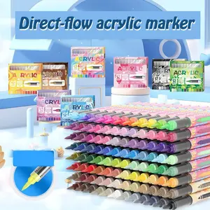 Acrylic Marker Pen with Soft Tip, Student Art Supplies, Non-Transparent Paper, Layerable Colors, Graffiti Hand Drawing Pen
