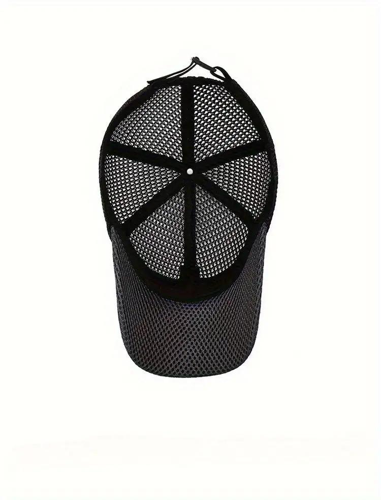 2pcs Quick-Dry Polyester Baseball Caps - Breathable Mesh Adjustable Unisex Summer Sun Hats with Black & Gray Textured Design for Outdoor Sports & Casual Wear, Breathable Mesh Construction