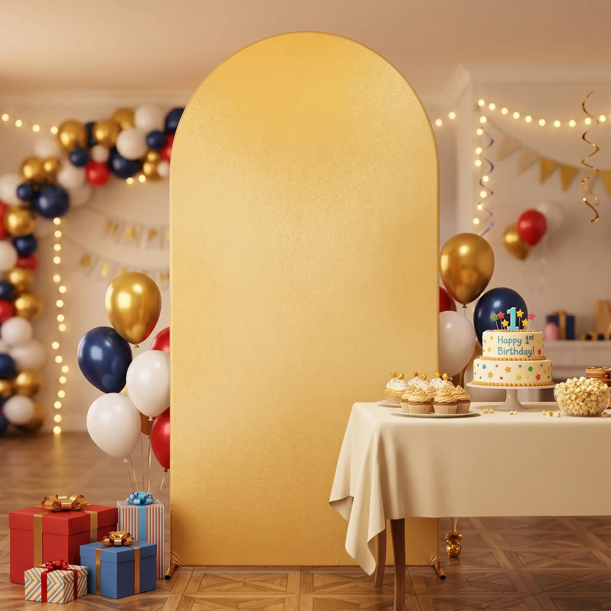GARVEE 6FT Wedding Arch Backdrop Cover Stretchy Spandex Wall Fitted Glitter Round Top Chiara Covering for Balloon Birthday Party Bridal Baby Shower Ceremony Banquet Photography Decoration