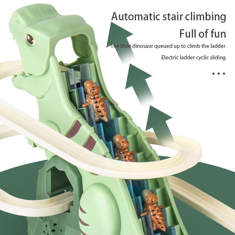 Dinosaur Climbing Stairs Track Slide Toy, Electric Dinosaur Stairs Climbing Slide Toy with 6 Cars Climbing Track Toy for Kids, Gift for Boyfriend, Men's Gift