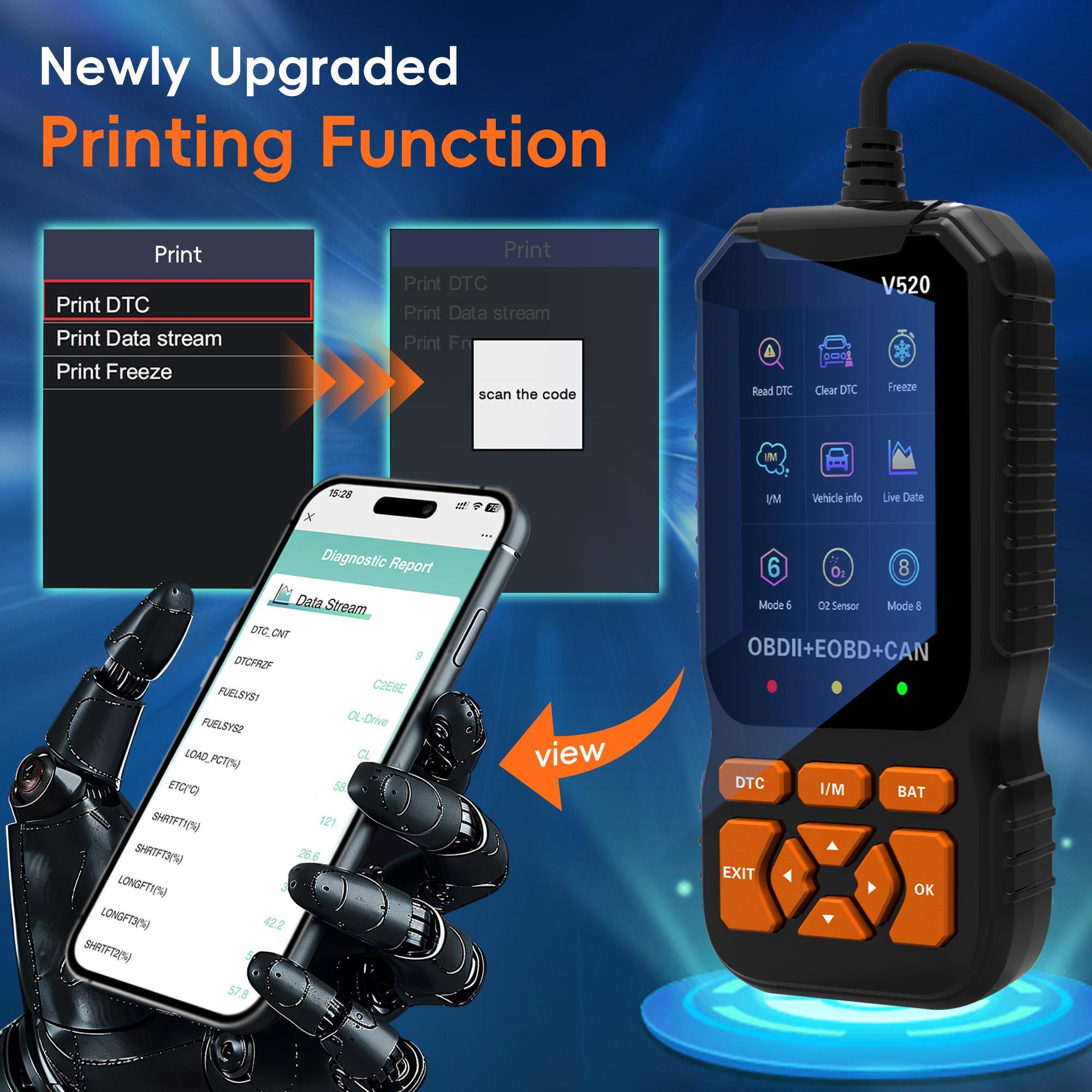OBD2 Scanner Code Reader, Automotive Engine Fault Diagnostic Tool with Check Engine Light, Read & Erase Error Codes, Emission Monitor Status, Car Code Scanner