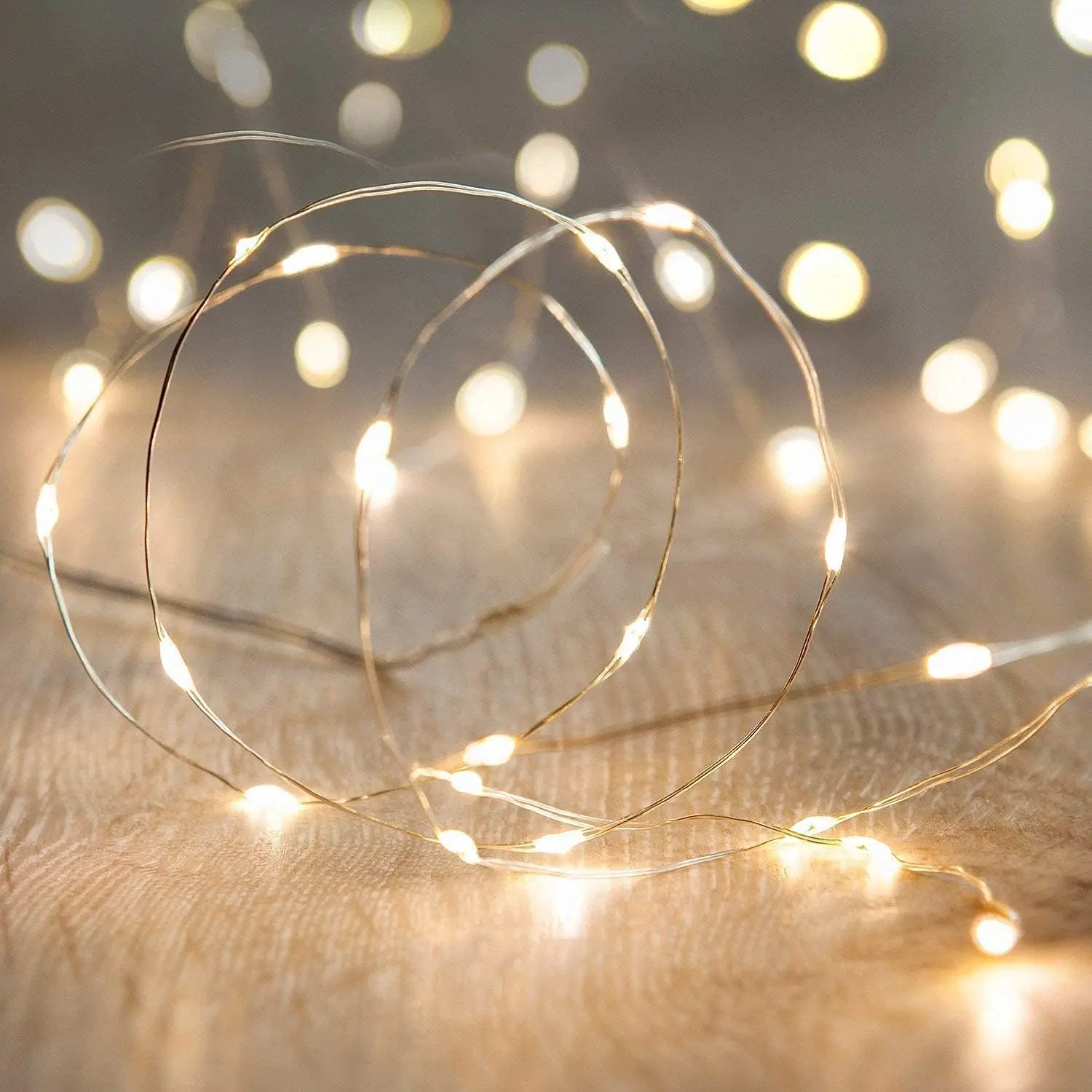 ANJAYLIA Battery Operated Fairy String Lights, 10Ft 100 LEDs, Warm White| Silver wire, Battery Powered Mini Fairy Lights for Indoor decor, Party, Wedding, Christmas & Wreaths, Garland