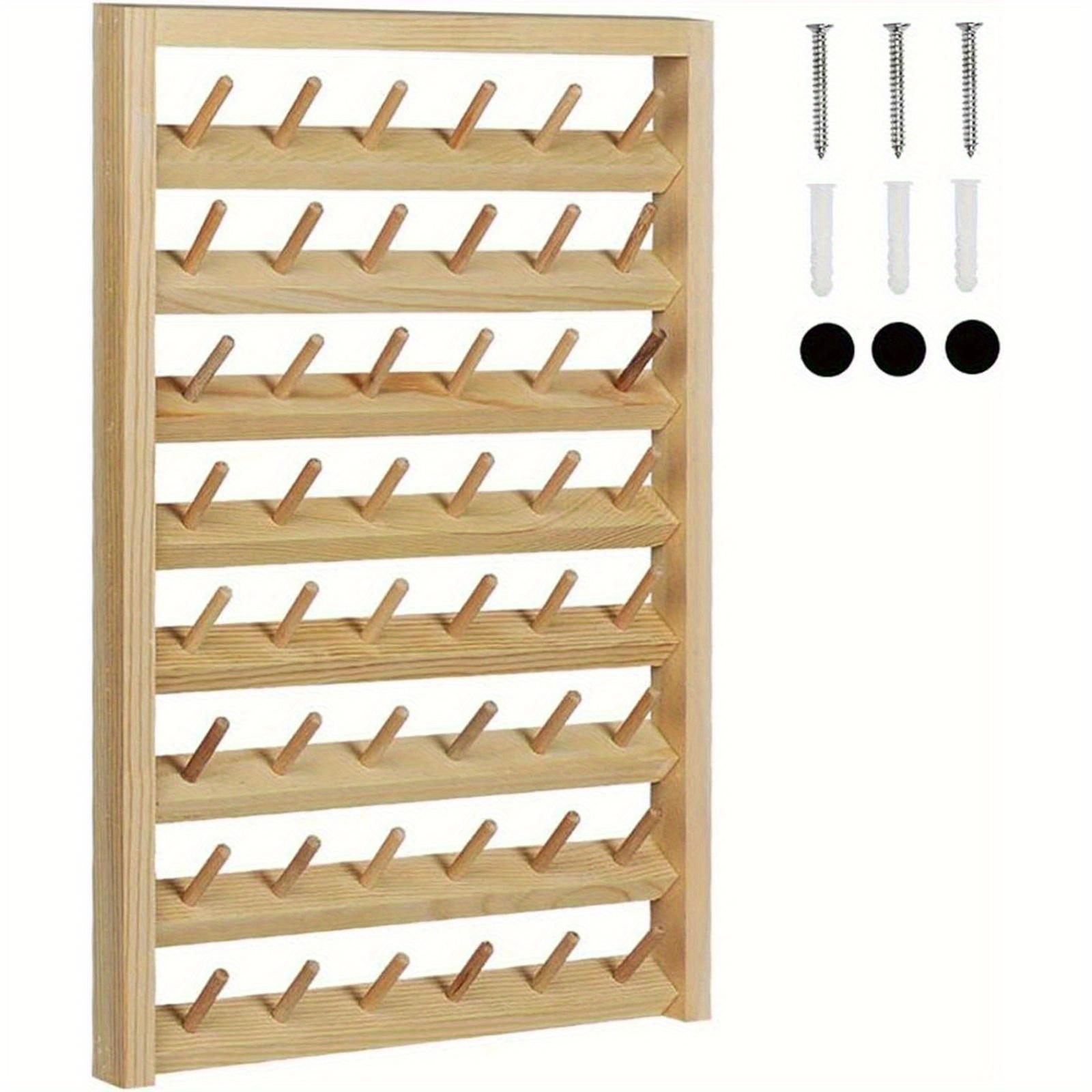 48 - Spool Wall - Mounted Sewing Thread Storage Rack - Beige, Space - Saving Design, with Hanging Hooks, Suitable for Quilting, Embroidery and Jewelry Storage - Includes Screws and Rubber Washers
