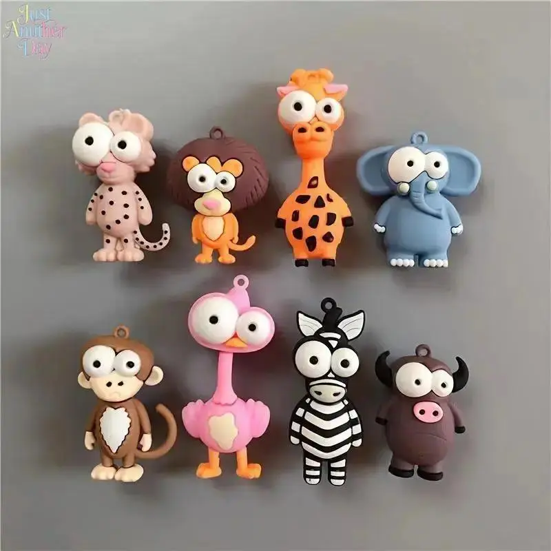 8PCS PVC Cute Animal Shapes Refrigerator Magnets - Strong Hold Magnetic Home Decor, Creative Kitchen/Office Supplies, Ideal Gift
