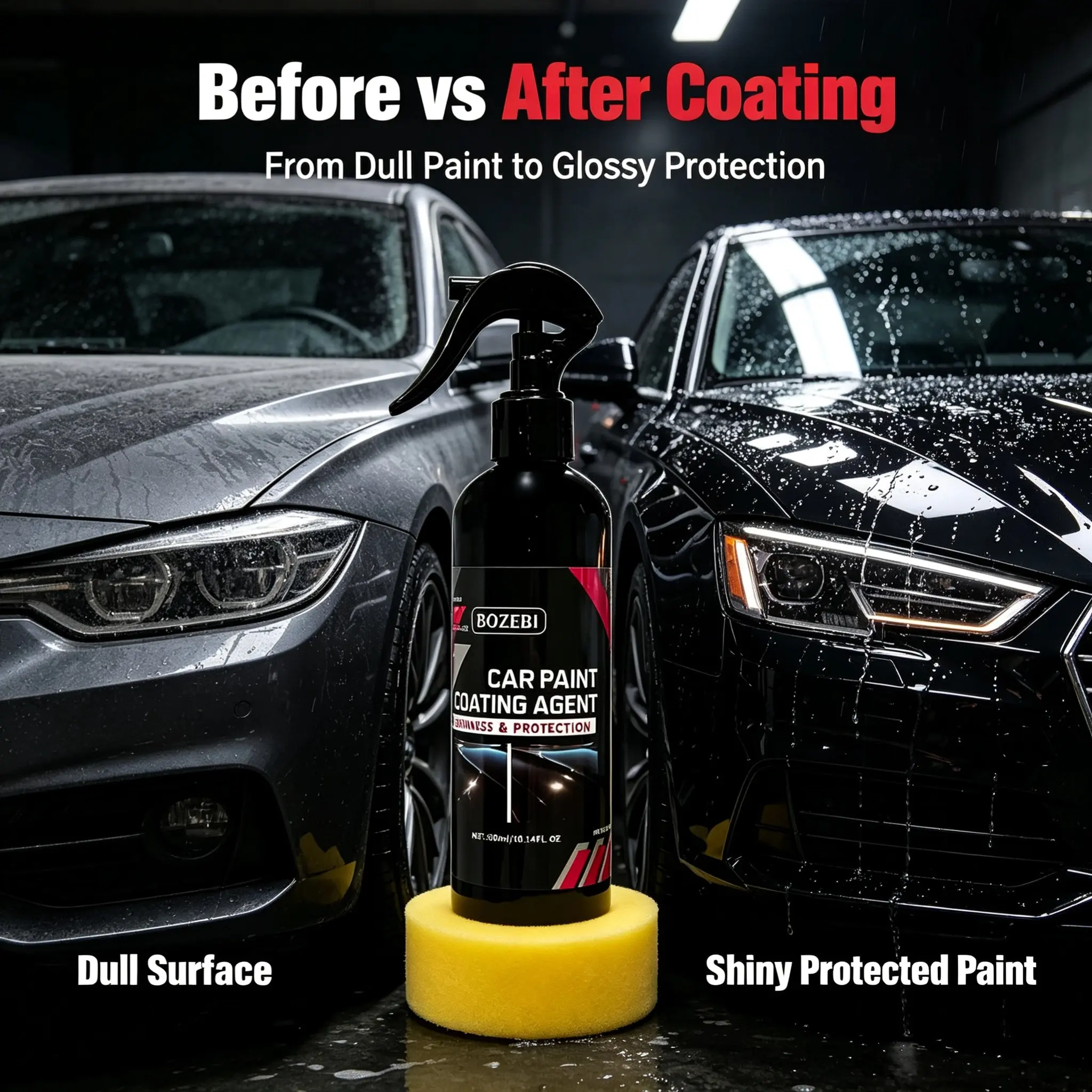 Mirror gloss! BOZEBI car paint coating spray 300ml/10.14fl.oz super strong water displacement, dust prevention, repair, scratch brightening, including construction sponge
