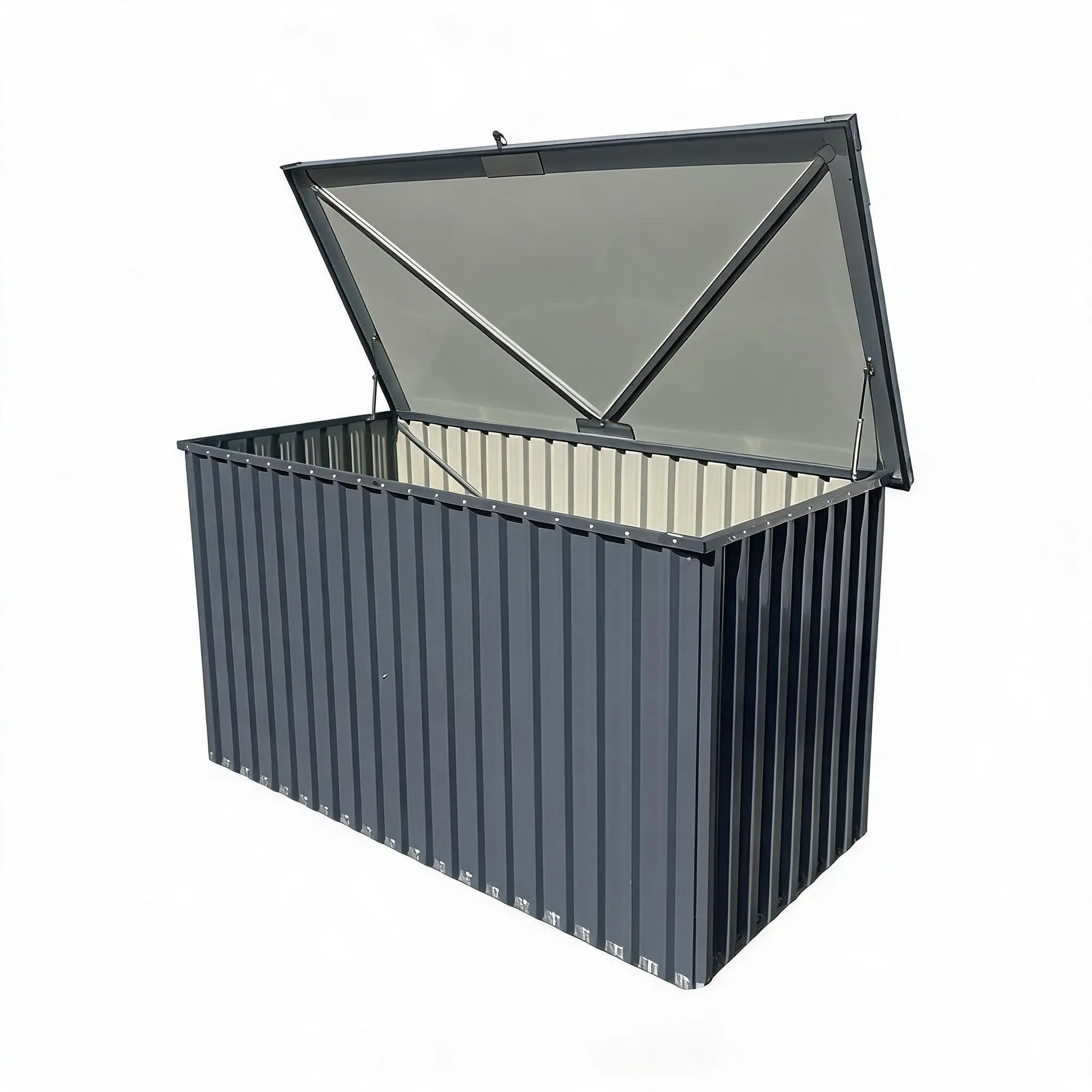 Large Capacity Outdoor Metal Storage Box -  Waterproof Deck Box with Lockable Lid - UV Resistant for Patio Furniture Cushions, Garden Tools