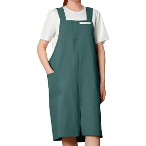 Cotton Apron for Women with Pockets, Cross Back Gardening Apron for Cooking, Baking and Cleaning