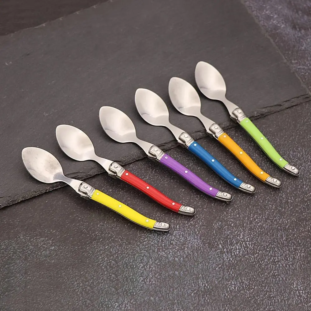 Laguiole Teaspoon set Mini Small Coffee Spoons Ice Tea Spoon Stainless Steel Stirring Dessert Scoop Flatware 6'' 15.5cm 4-10pcs