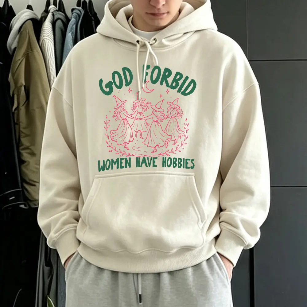 God Forbid Women Have Hobbies Hoodie Funny Witch Coven Graphic Sweatshirt Witchy Aesthetic Halloween Pullover Oversized Fall Top Unisex Casual Long Sleeve
