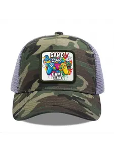 Game Cool Game Time Controller Camouflage Mesh Baseball Cap for Men & Women - Adjustable Snapback Trucker Hat, Breathable Back for Hiking, Fishing, Camping, Golf & Casual Outdoor Attire Camouflage Random