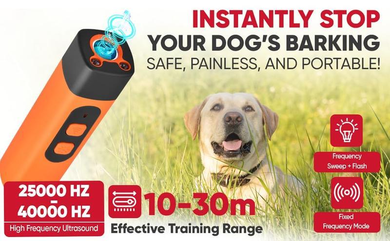 Dog BarkDeterrent Rechargeable Sonic Dog Repeller Safe 25KHz Frequency Transmitter Anti Bark Device for Dogs 32ft Range LED Indoor Outdoor Barking Silencer,dog whistle for dog,dogaccessories