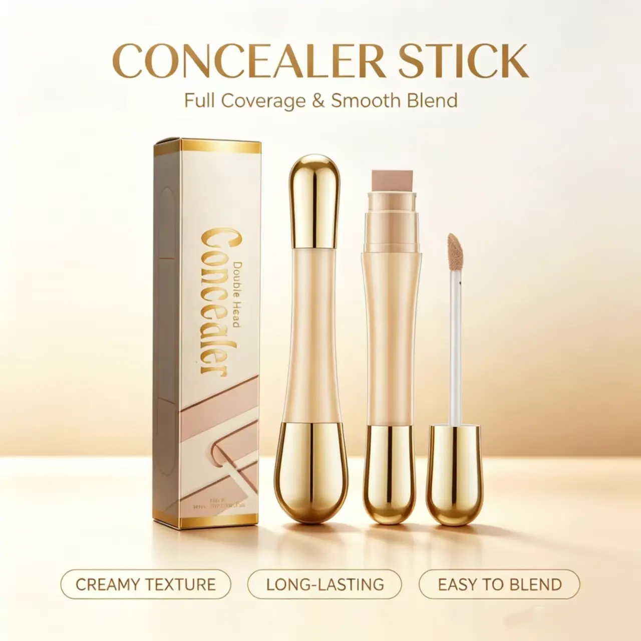 Natural Tone Dual Head Concealer Stick Tube - Sheer Coverage Blemish Eraser, Waterproof Sweat Resistant, SPF 50, Brightens, Applies & Blends Easily, Versatile Brightening Contouring Serum Tint, Olive Skin Freckle Corrector