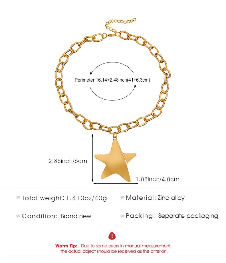 Geometric pentagram alloy pendant necklace - trendy, unique, and statement-making star clavicle chain