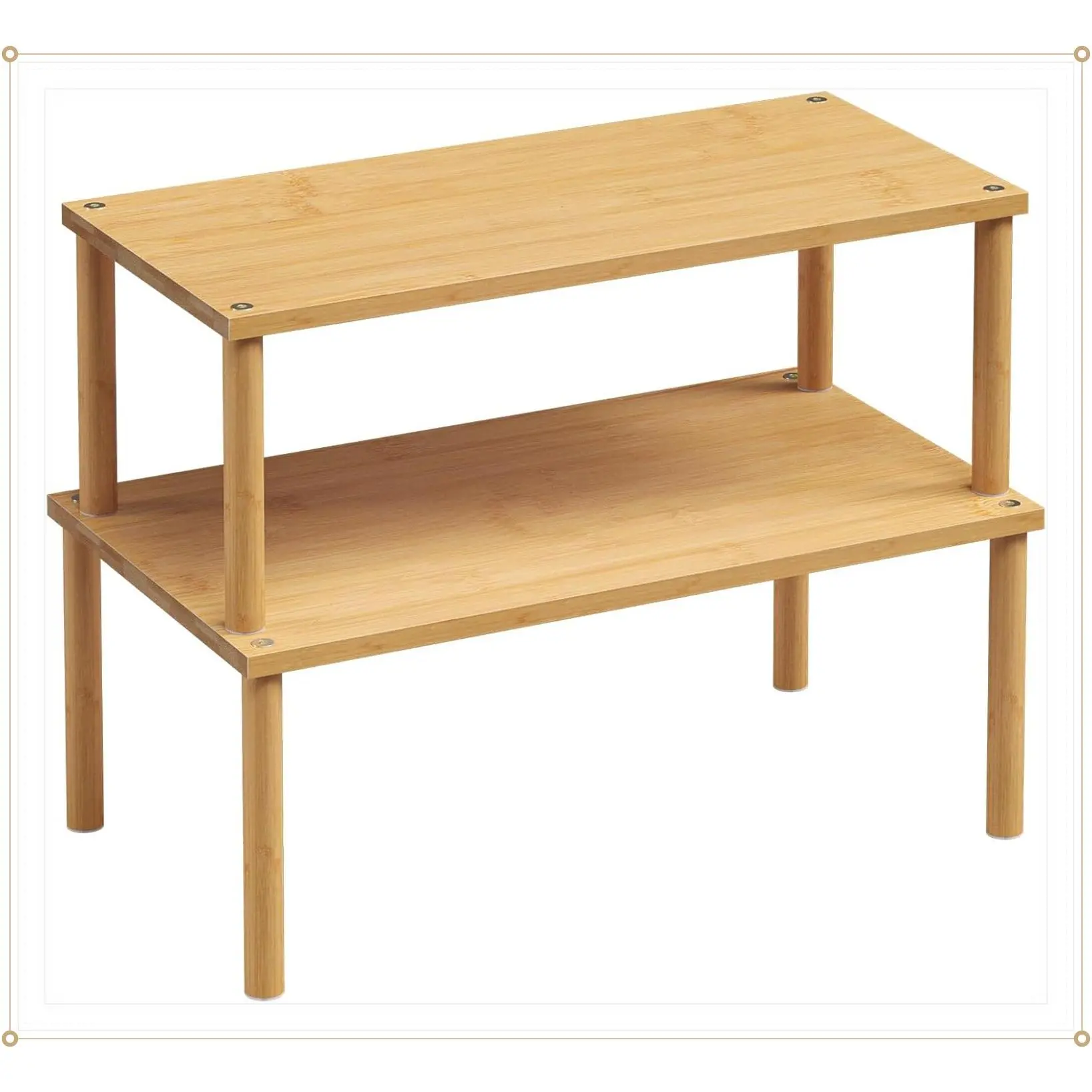 2 Pack Cabinet Organizer Shelf,Bamboo Countertop(Large,Natural) | Kitchen Counter Shelves,Spice Rack Countertop and Cabinet,Cabinet Storage,Counter Organizer,Stackable ShelvesGift