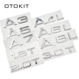 1.8T 2.0T 3.0T 3.2 3.6 4.2 A3 A5 A7 A4L A6L A8L Letter Number Chrome Emblem Car Trunk Discharge Capacity Badge Logo 3D Sticker