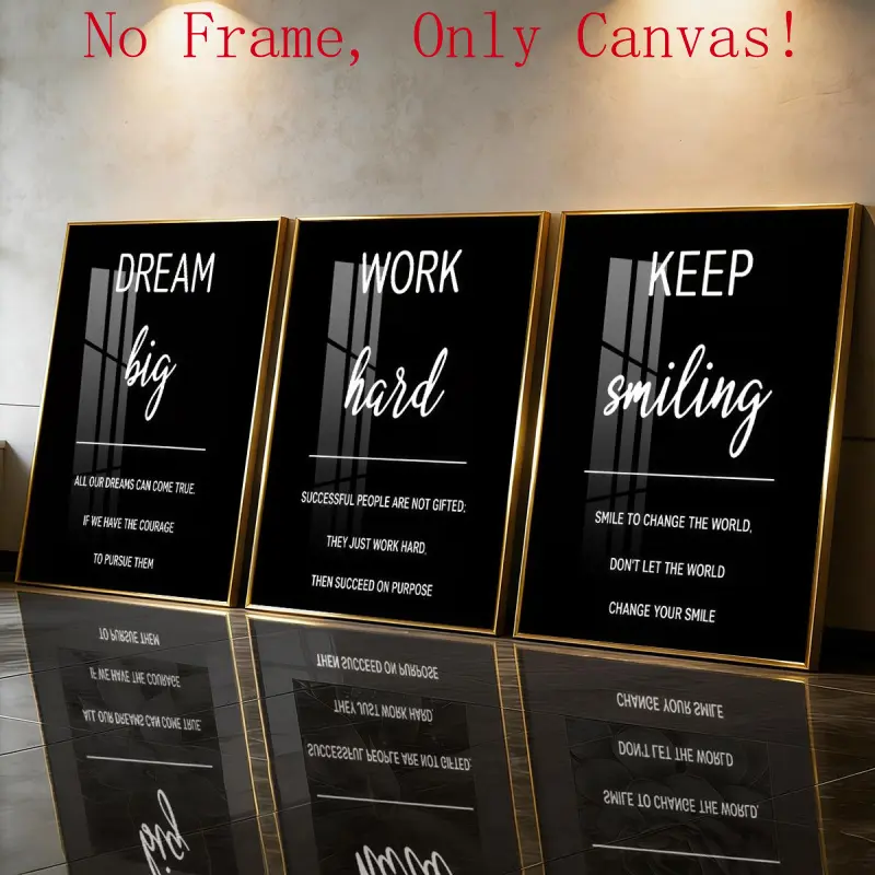 3-Piece Dark Aesthetic Artistic Canvas Painting Set - Minimalist Wood-Framed, Waterproof, Polka Dot-Houndstooth-Plaid Marble Accent Fashion Quotes Print - Wardrobe & Wall Decor, Class of 2026 Graduation Gift (Cartoon Heart Design)