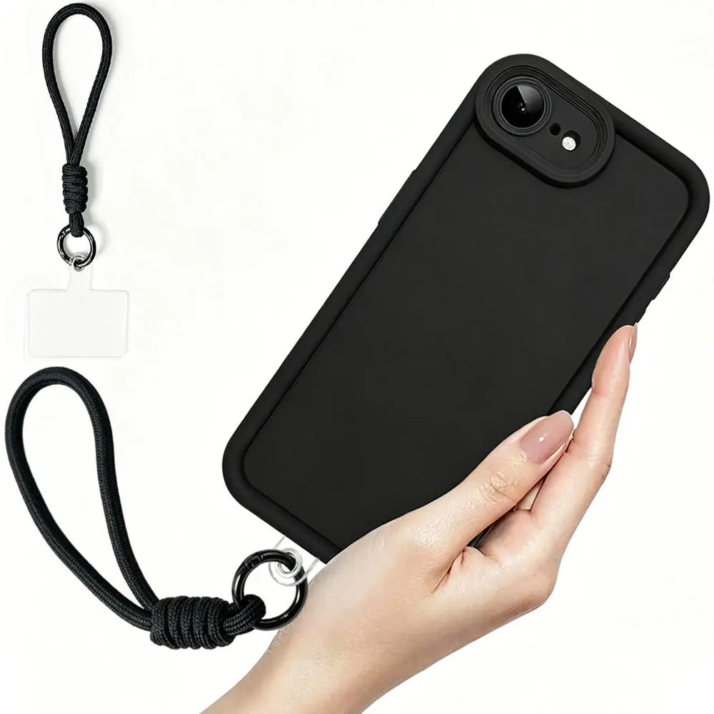 Softshell For iPhone 7 8 Plus SE2 SE3 SE 16E 17E Raised Camera Lens Protection Shockproof Anti-Drop Protective Cover with Detachable Wrist Strap