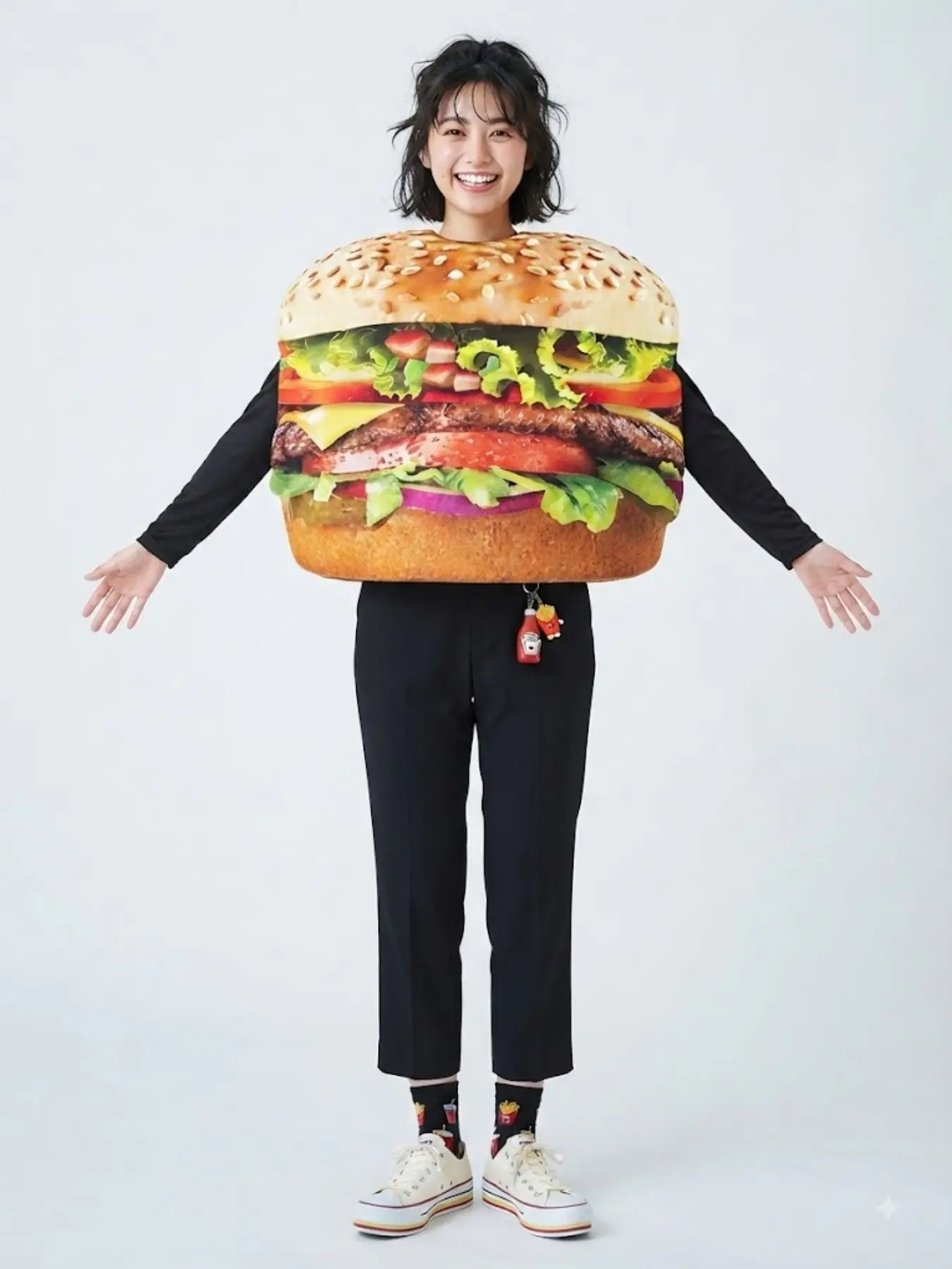 Hamburger Stage Role Play Costume, Cosplay Makeup Party Performance, Halloween Carnival Dress Up Gear, Fun Event Wear