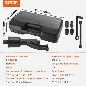 VEVOR Torque Multiplier, 1 Inch Drive Lug Nut Wrench/Multiplier Heavy Duty Torque Multiplier Wrench Set, 1: 64 6, 800N. m Lug Nut Remover, Includes 4 Sockets (21-41mm) and Storage Case