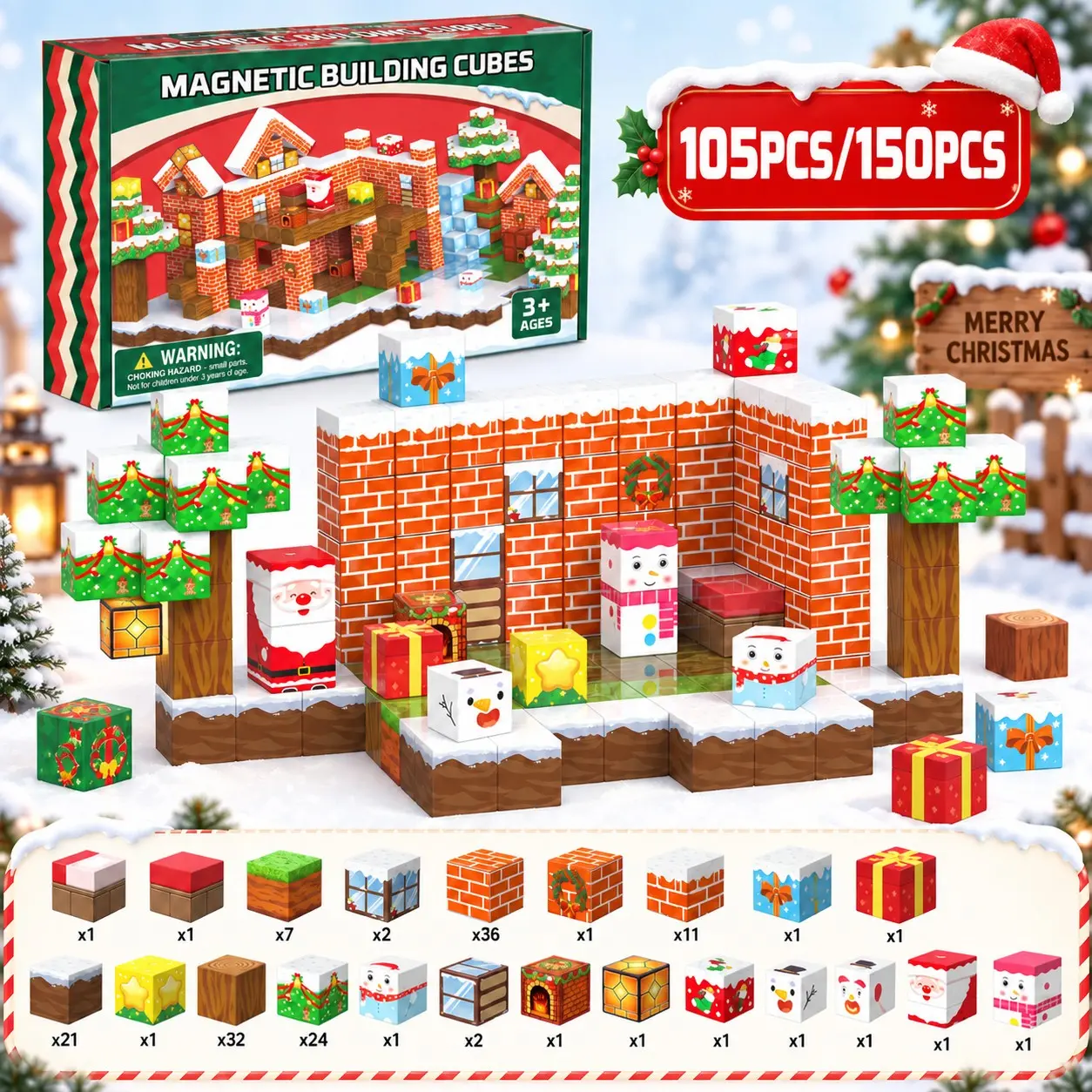 105/150PCS Magnetic Building Cubes for Kids, Magnetic Blocks & Magnet Toys, Magnetic Modular Blocks, STEM Montessori Sensory Construction Stacking Set, Creative Open-Ended Educational Model Building Toys, Birthday Christmas Gifts for Boys & Girls Ages 3+