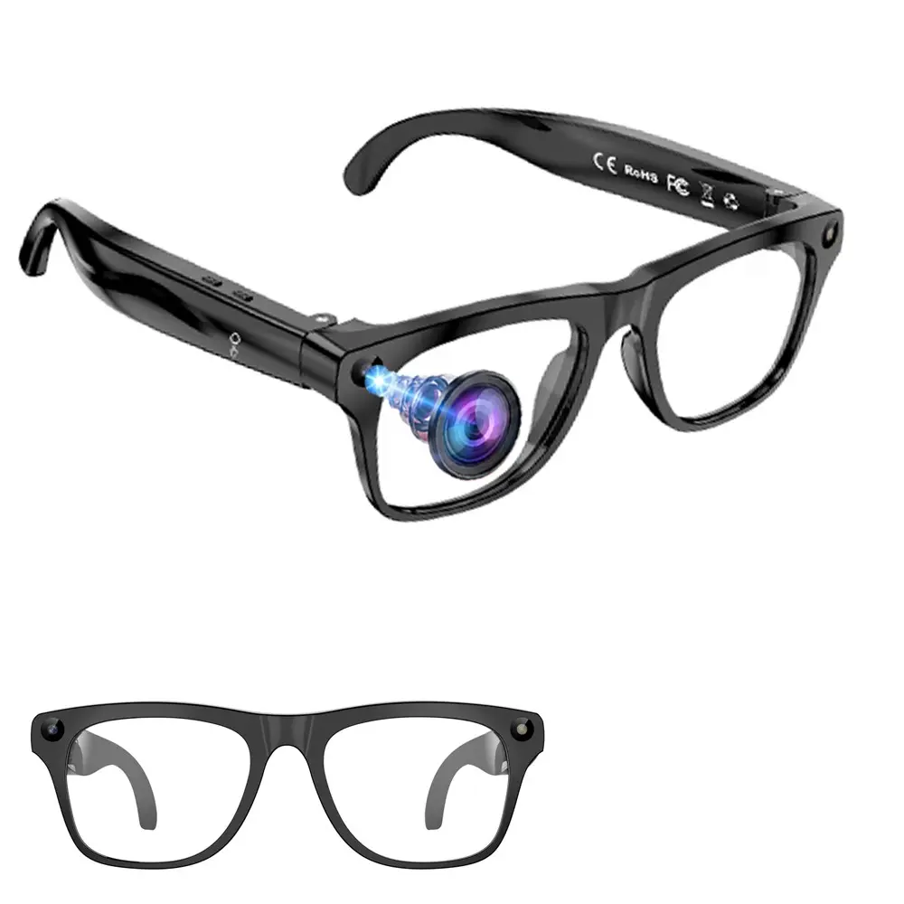 Smart Glasses for Video Recording, Wearable Tech Glasses,8MP Camera,One Click Audio recording,First Person Video Shooting,Bluetooth Calling and Music Playback,AI Real Time Translation,WiFi Transfer,290Mah Battery,3Lenses