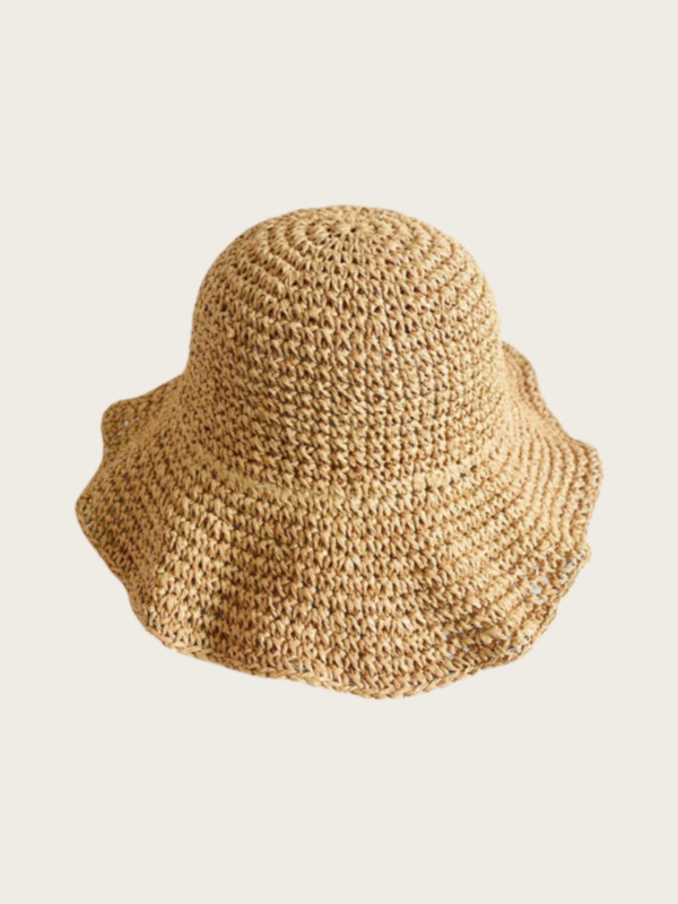 Women's Solid Color Straw Hat, Casual Outdoor Sun Protection Solar Bucket Hat for Women & Girls, Fashion Accessories for Traveling & Beach Vacation