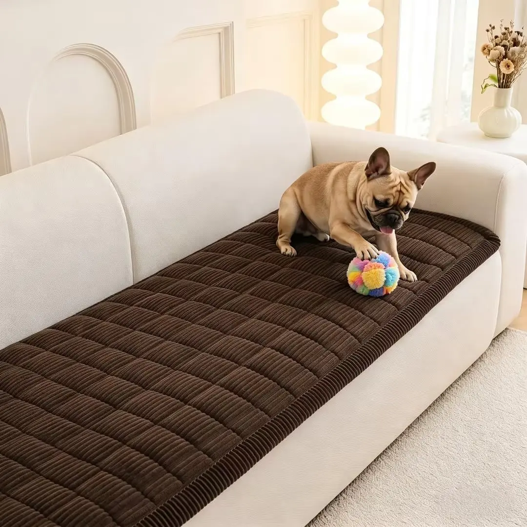 Couch Covers for ,Non-Slip Washable Love Seat Sofa Protector | Sofa covers for 2 cushion couch,scratch-proof,27.6" x 59",dirt resistant furniture covers,soft sofa slipcovers,brown