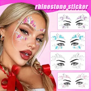 5pcs Facial Rhinestone Stickers, Festival Party Eyebrow Eye Rhinestones, DIY Self-Adhesive Makeup Face Decorations, Gem Stickers