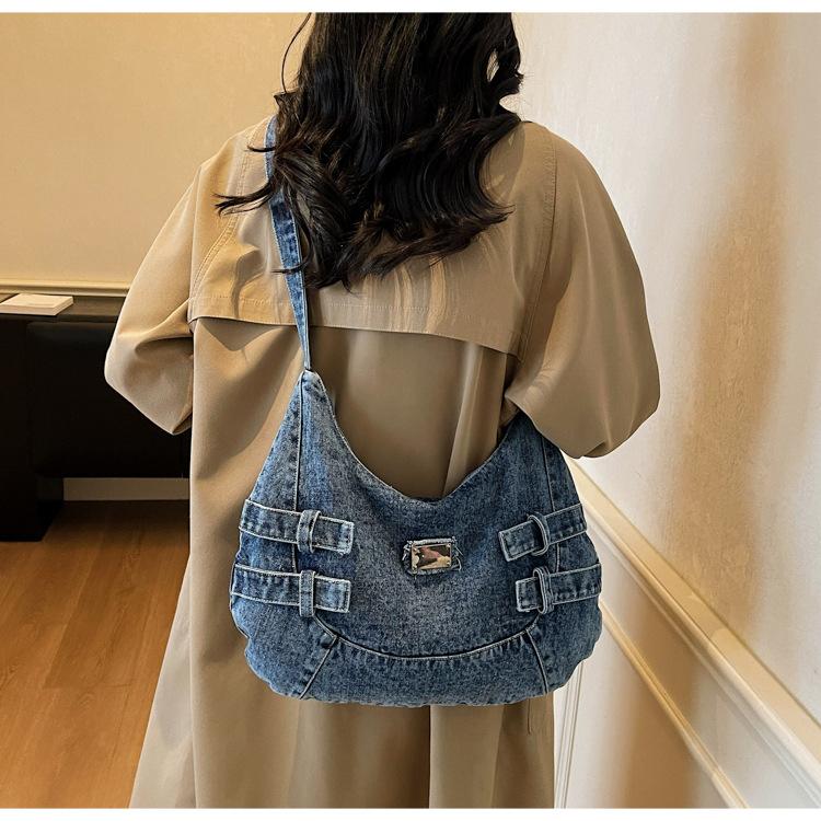 New Fashion Large Capacity Denim Crossbody Shoulder Bag for Women Casual Storage Bag Textured Casual and Versatile Coach Bag