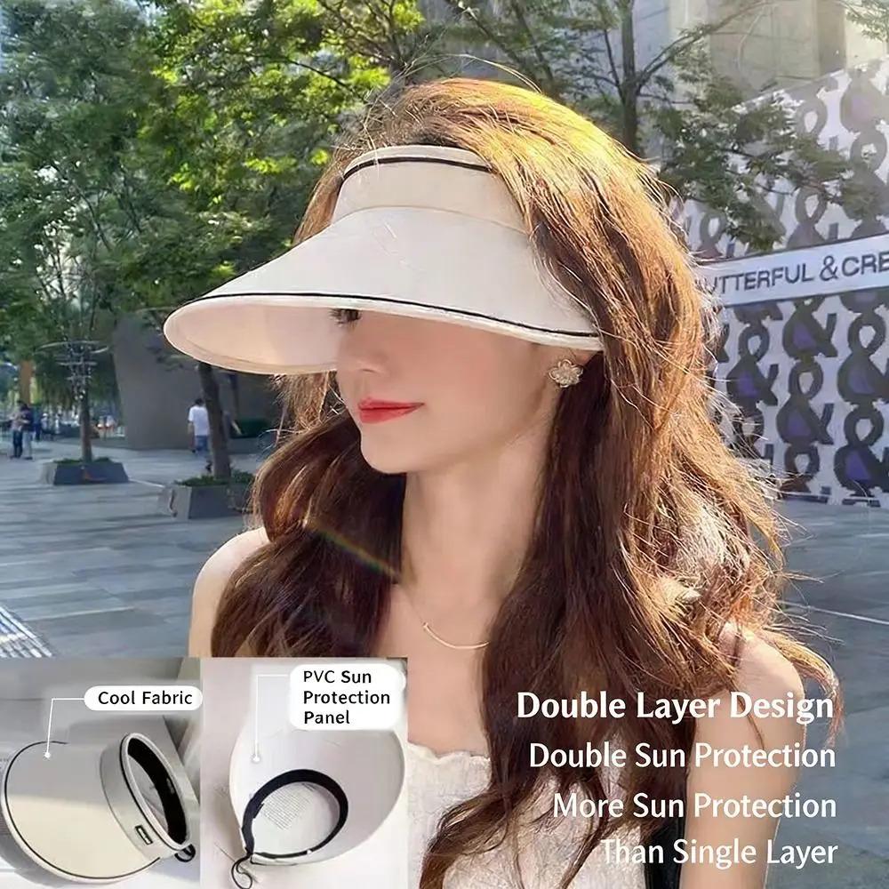 UPF 50+ Sun Visor Hat for Women Men, Foldable Wide Brim UV Protection Cap for Golf, Running, Hiking, Beach, Tennis & Outdoor Sports