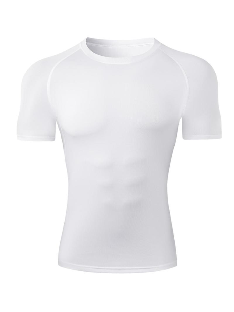 Men's Gothic Wing Print Short Sleeve Tee, Quick Drying Breathable T-shirt for Gym Workout Running, Casual Sporty Top for Summer