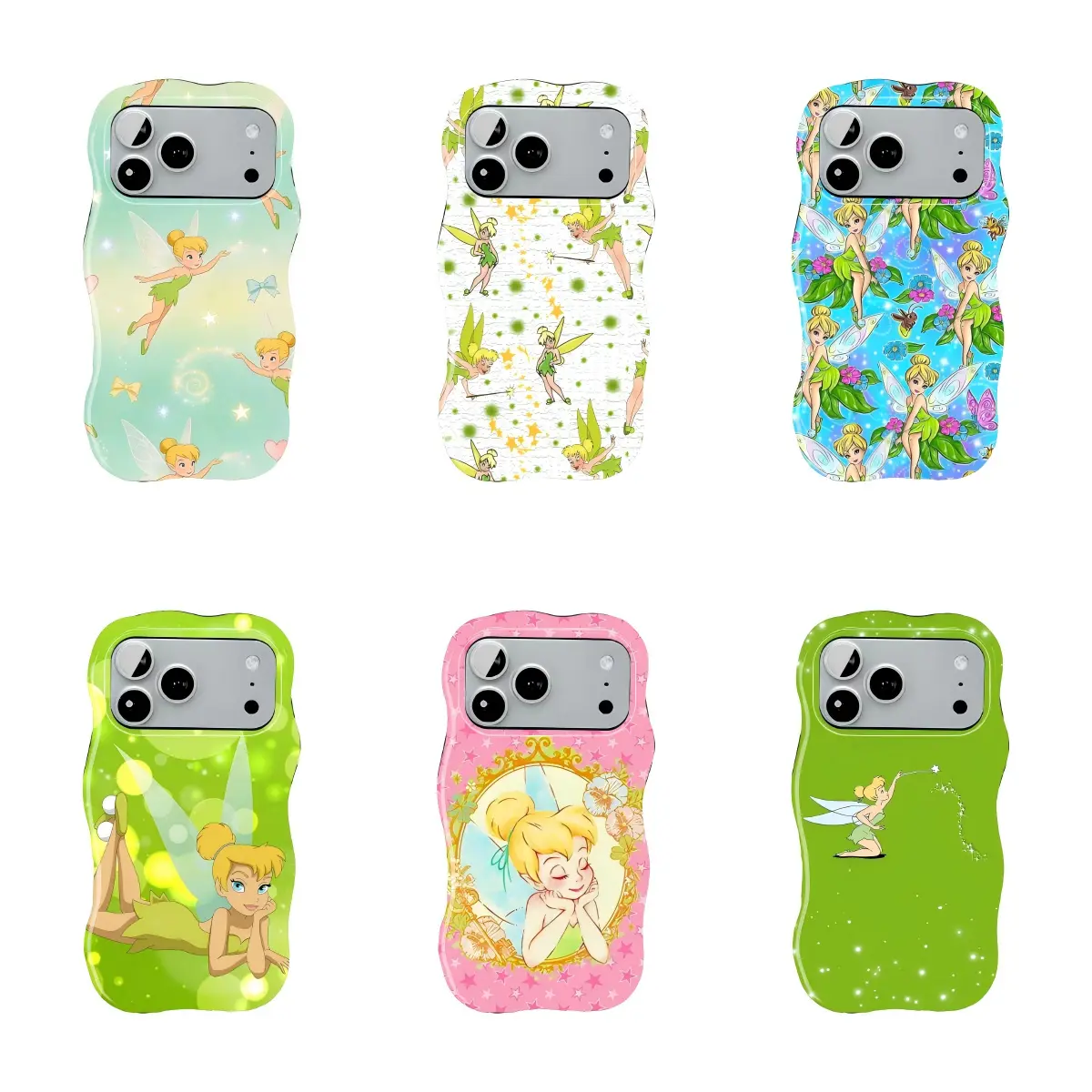 Tinker Bell Wavy Phone Case Suitable for iPhone 11–17 Pro Max/Plus and Samsung Galaxy S23–25