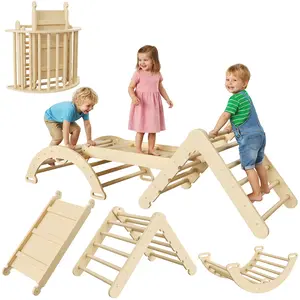 7‑in‑1 / 8‑in‑1 Pikler Triangle Set – Foldable Baby Climbing Toys, Wooden Climbing Set with Arch, Ramp & Ladder – Baby Climber Indoor Jungle Gym for Toddlers – Birthday Gift for Kids
