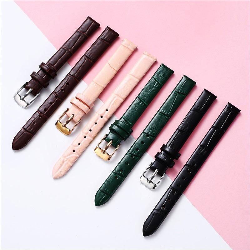Double-sided top-grain cowhide leather strap, bamboo pattern watch strap, leather watch strap accessories, calfskin