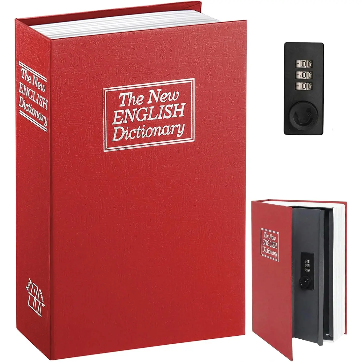 Book Safe with Combination Lock | Diversion Hidden Metal Lock Box for Home Security, Money & Jewelry Storage, 9.5" x 6.2" x 2.2"