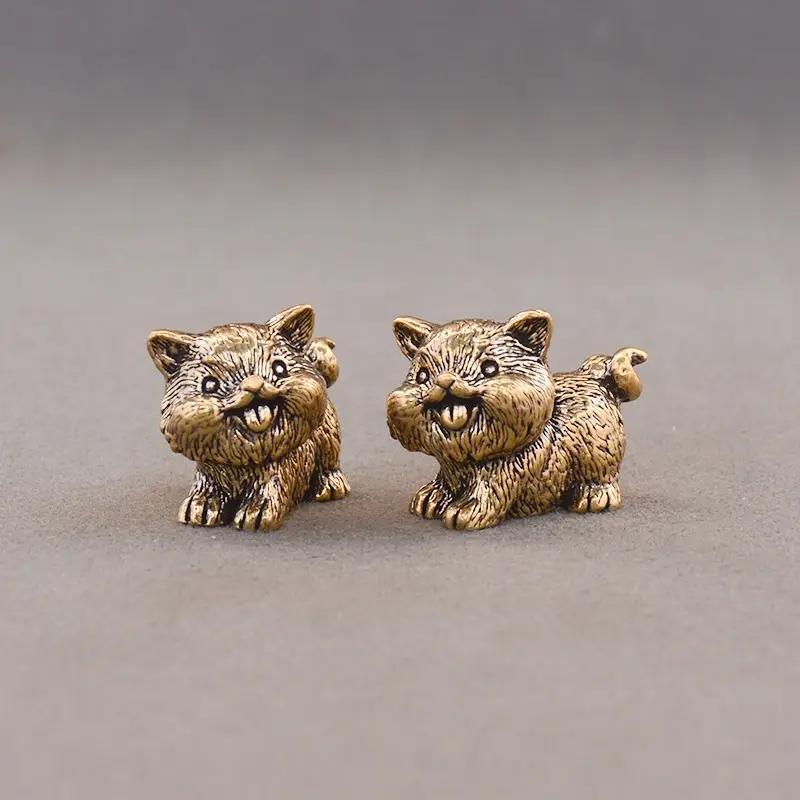 Brass Chinese Zodiac Dog Figurine Feng Shui Lucky Wealth Statue Vintage Home Office Desk Decor Ornament Handcrafted Metal Art Perfect Gift for Family Friends