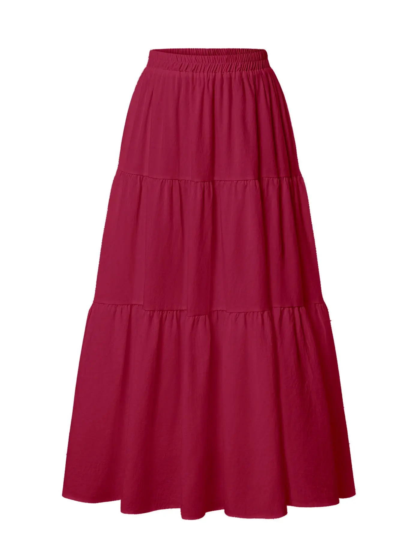 Women's Fall Boho A-Line Elegant Fashion Skirt, High Waist Elastic Waist, Pockets, Lightweight Loose Fit, Fashionable Evening Wear, Comfortable and Stylish