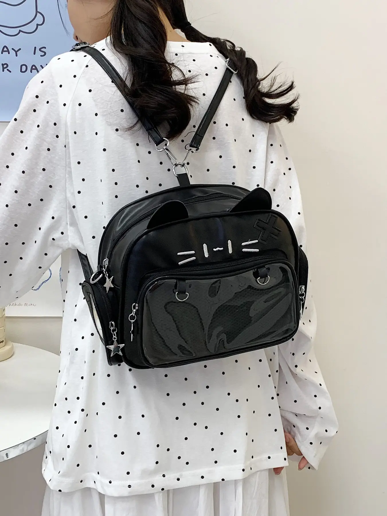 Unique Design Fashionable Mechanical Cat Backpack for Women, Perfect for Travel and Daily Use, Versatile PU Material Bag