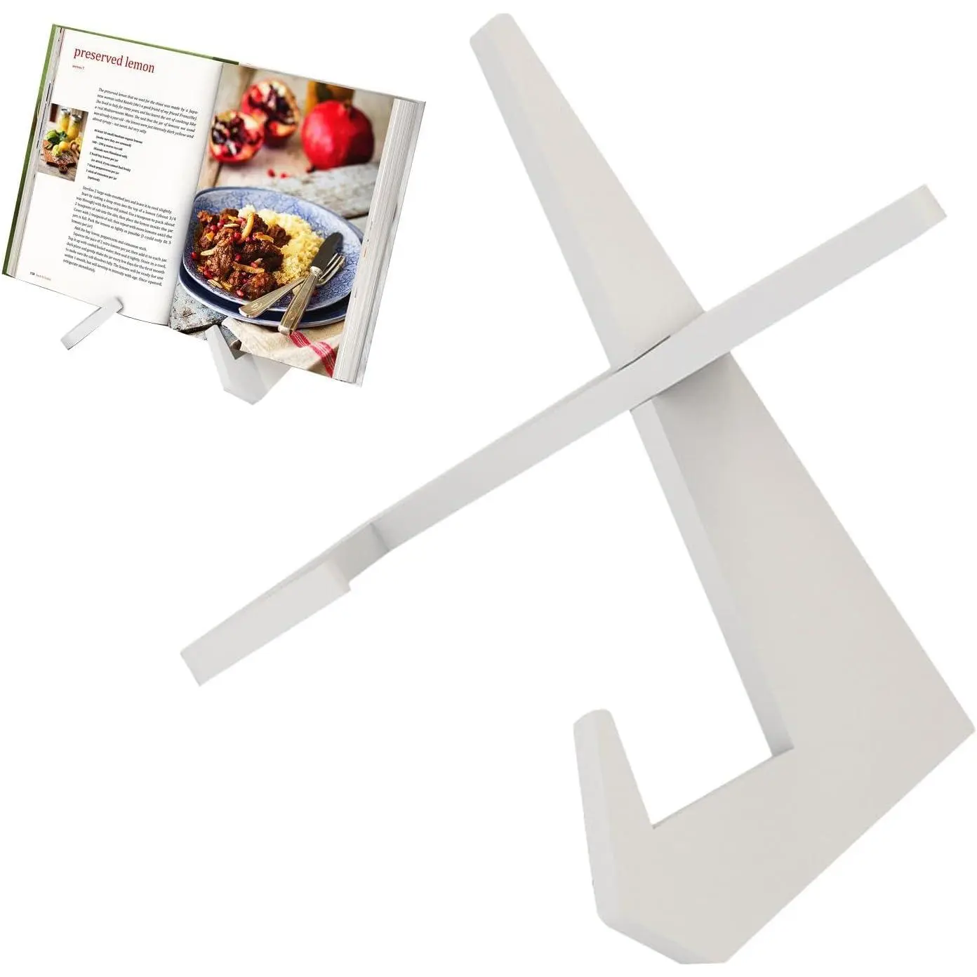 Cookbook Stand, Wooden Recipe Book Holder for Kitchen Counter, Detachable Cookbook Holder Stand, Multifunctional Cook Book Stands for Display of Recipes & Tablets