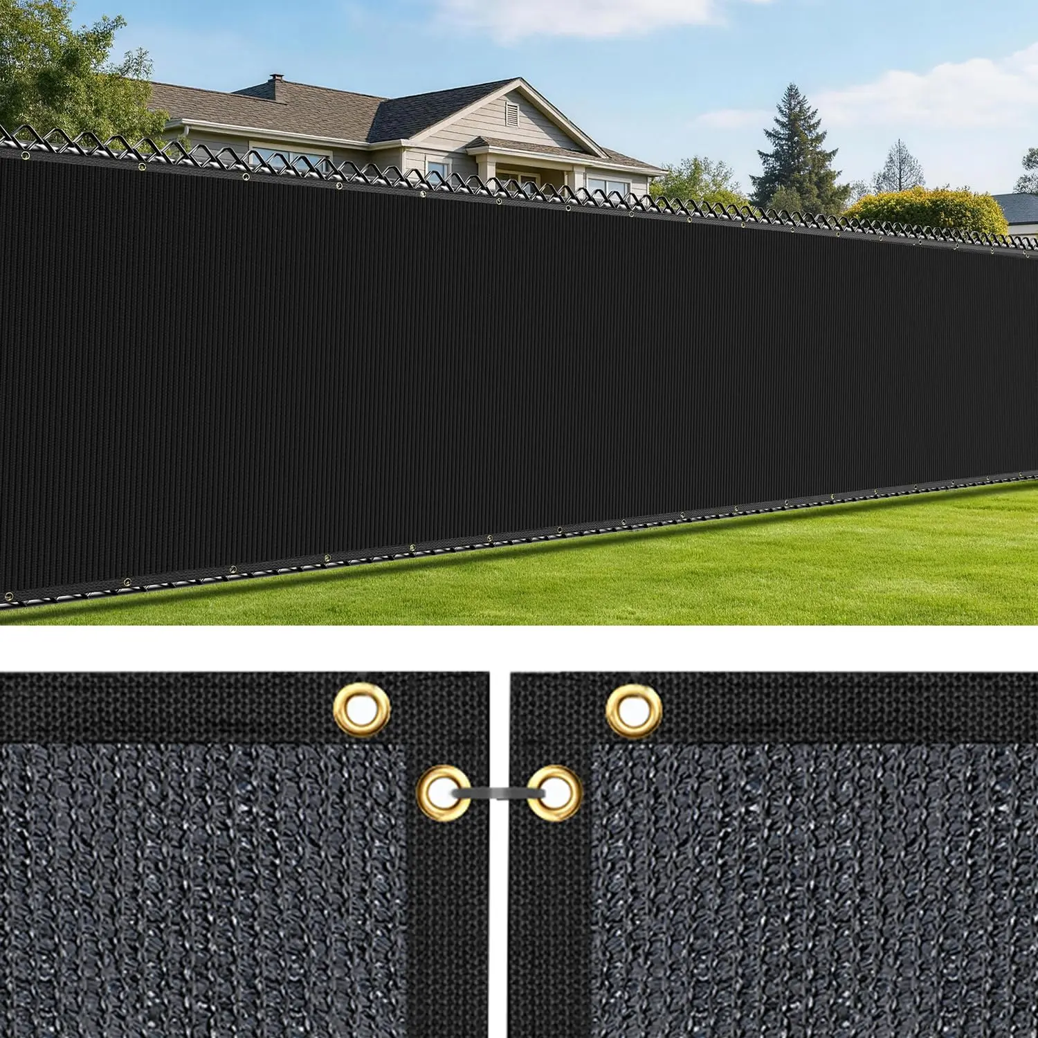 6X50FT  Screen Fence, 170 GSM Heavy Duty Fencing Shade Cover with Brass Grommets, 90% Blockage Fence for Garden Yard Backyard