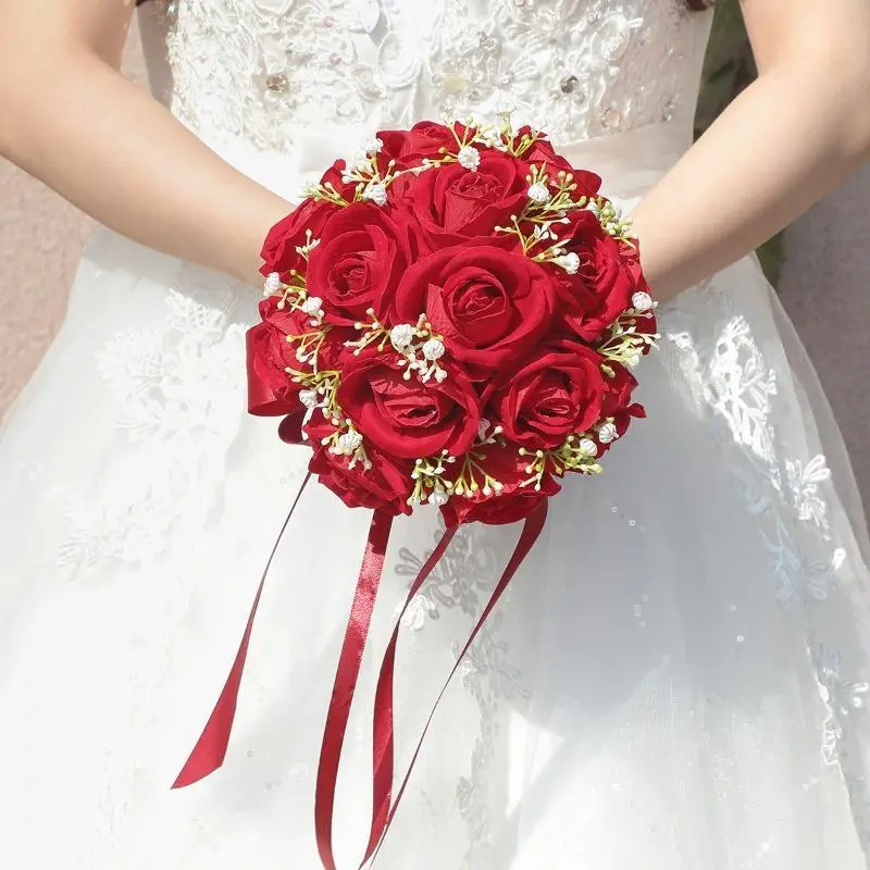 Mock Rose Bouquet Hand-Held Bride Holds Bouquet Rose Bouquet for Party Church Wedding Mock Rose Bouquet Hand-Held Bride Holds Bouquet Rose Bouquet for Party Church Wedding