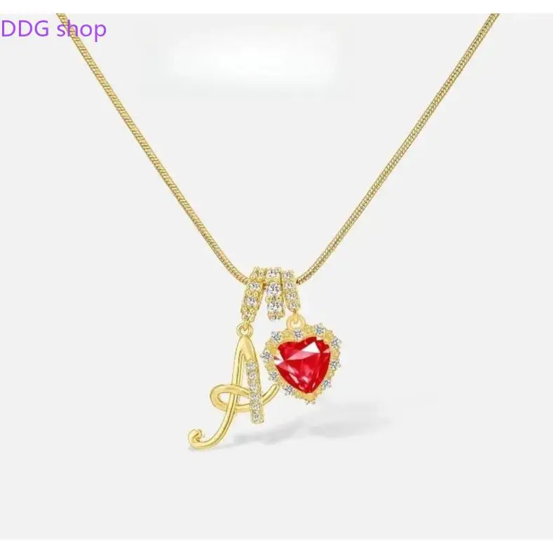 2026 Red heart-shaped 26-letter necklace, personalized birthday gift, custom-made necklace with initials, lobster clasps for allergy prevention, suitable for women and young girls to wear. Valentine's Day gifts and birthday gifts are the top choices.