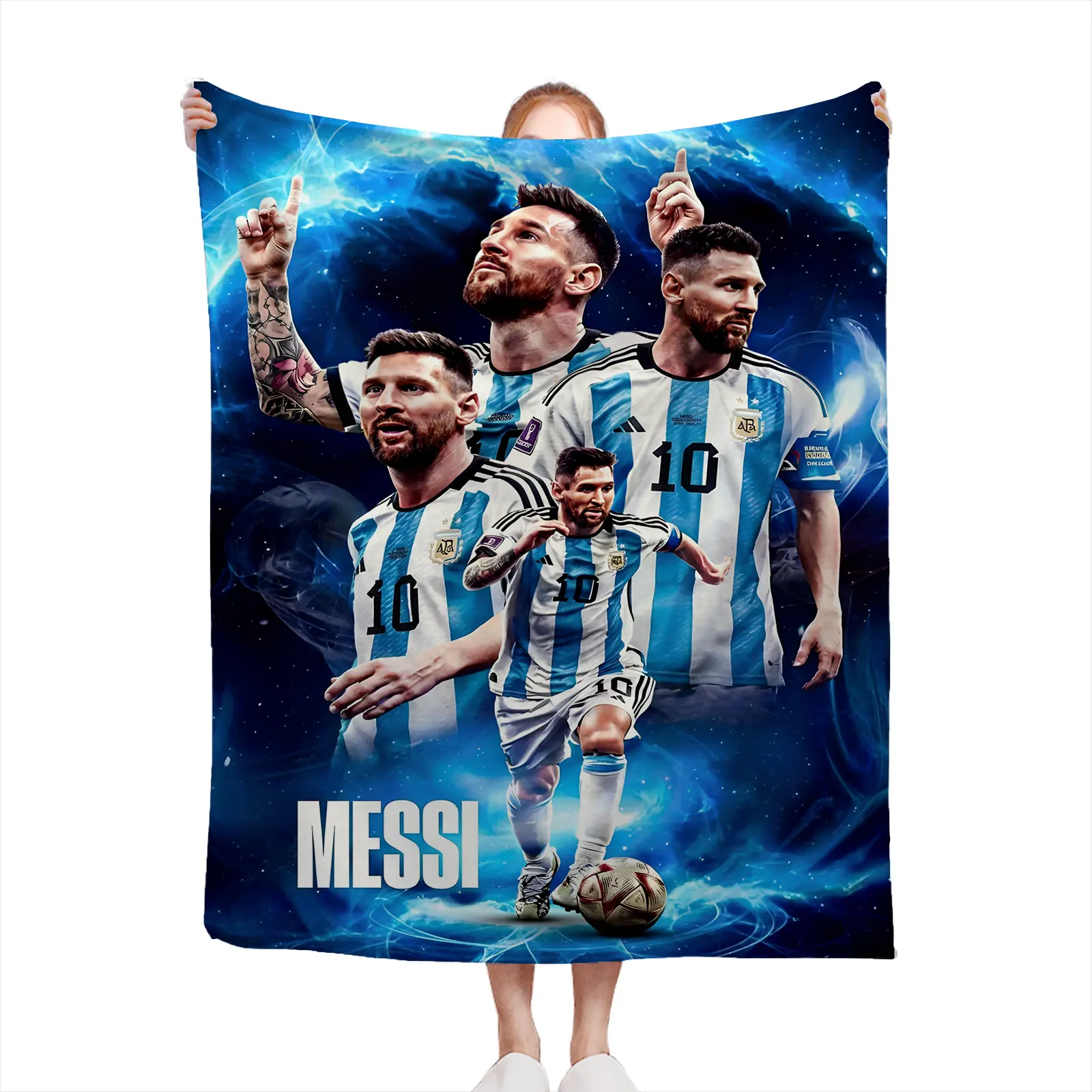 Soft Cozy Throw Blanket Polyester Messi Argentina Soccer Print Digital Design For Bedroom Sofa Winter Gift For Fans2607230236