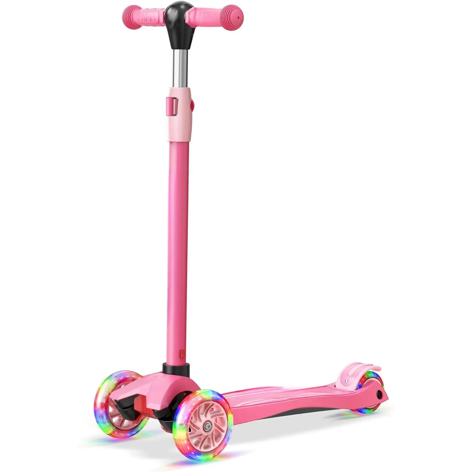 3-Wheel Scooter - Lean-to-Steer Technology, Adjustable Height Handlebar, Wide Anti-Slip Deck, Scooter for Boys & Girls Ages 3+, Child Safety Approved, Support Riders Up to 165 lbs, Pink